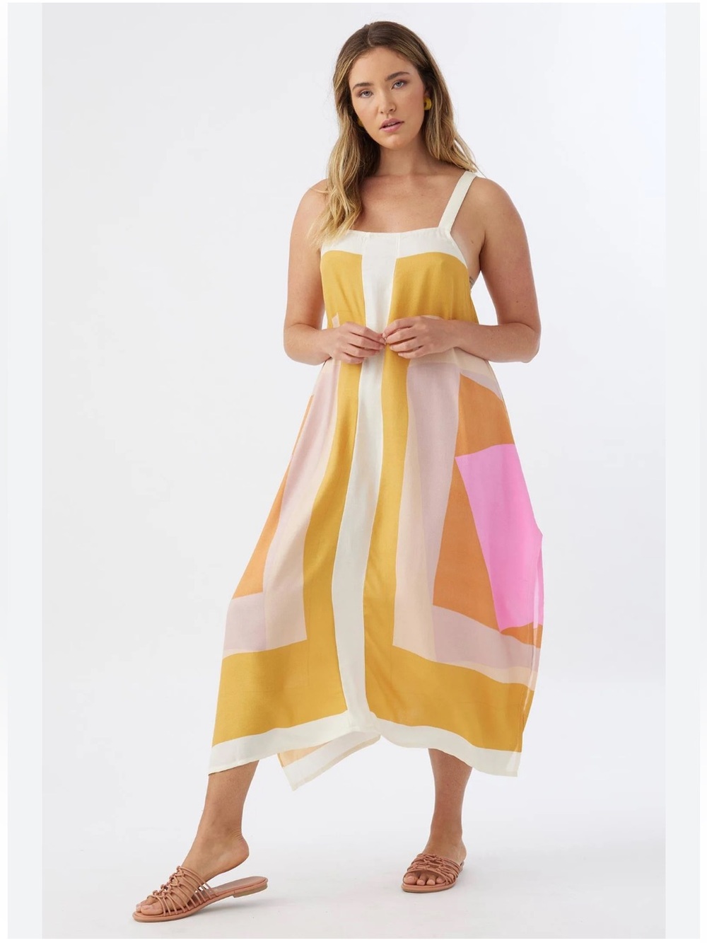 O’Neill Miranda White Multi Geometric Print Midi Dress - Picture 5 of 12